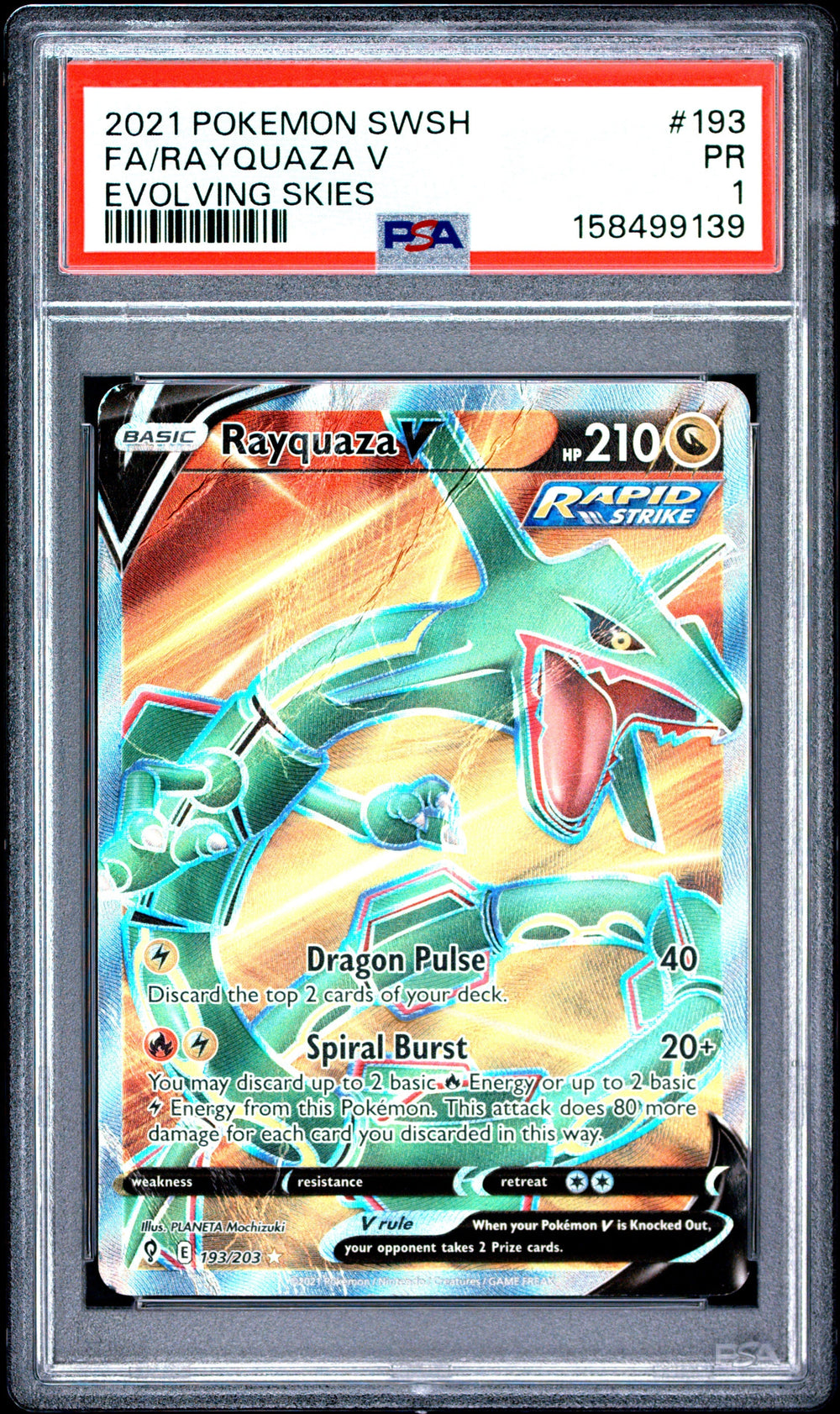 Rayquaza V Full Art PSA 1 2021 SWSH Evolving Skies #193 POP 3