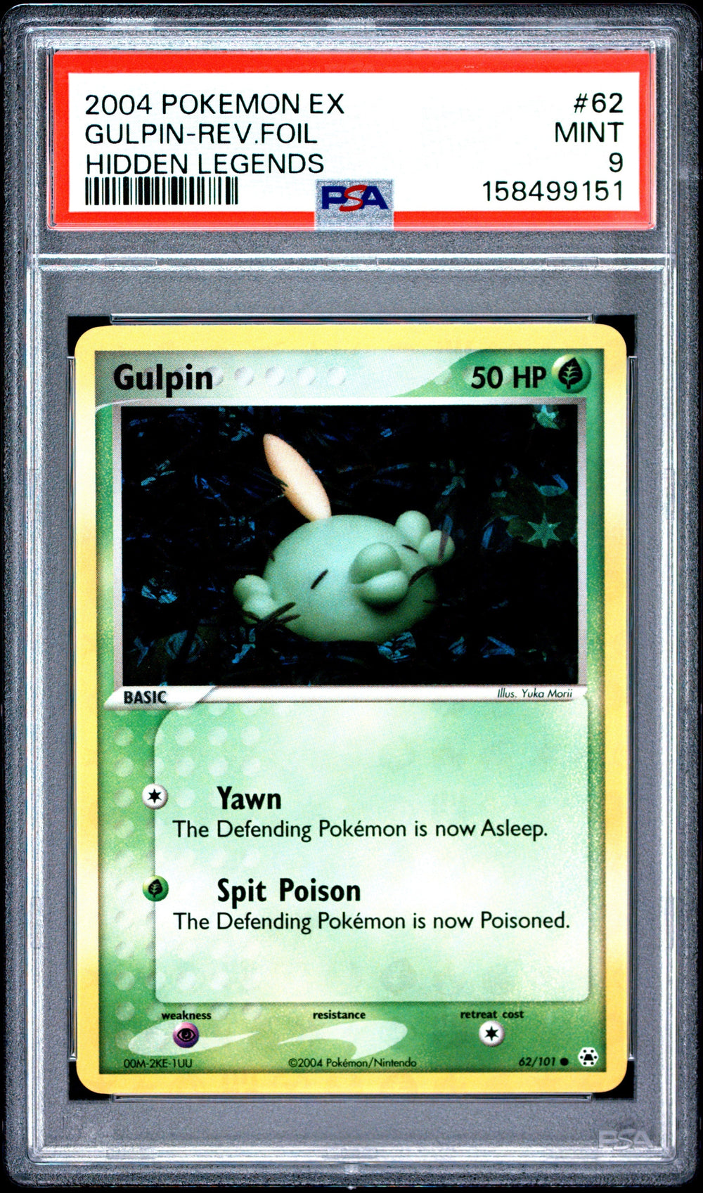 Gulpin Reverse Holo PSA 9 2004 Pokemon Ex Hidden Legends #62 POP 20