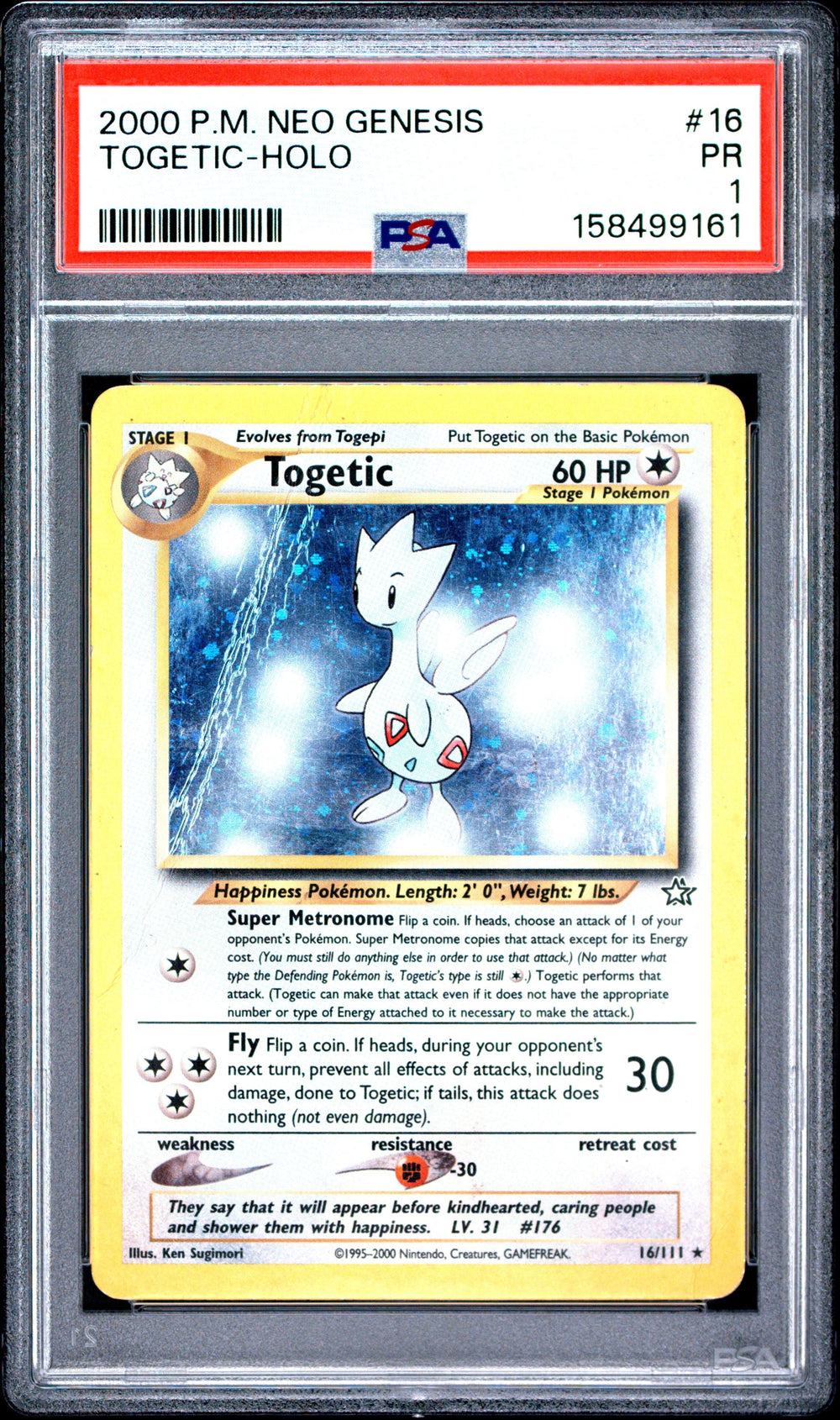 Togetic Holo PSA 1 2000 Pokemon Neo Genesis (POP 18) #16