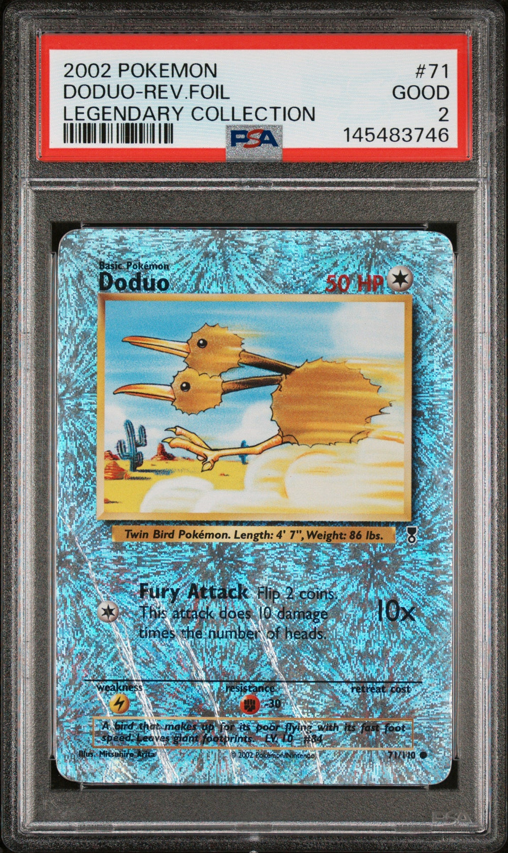 Doduo Reverse Holo PSA 2 2002 Pokemon Legendary Collection #71 POP 4