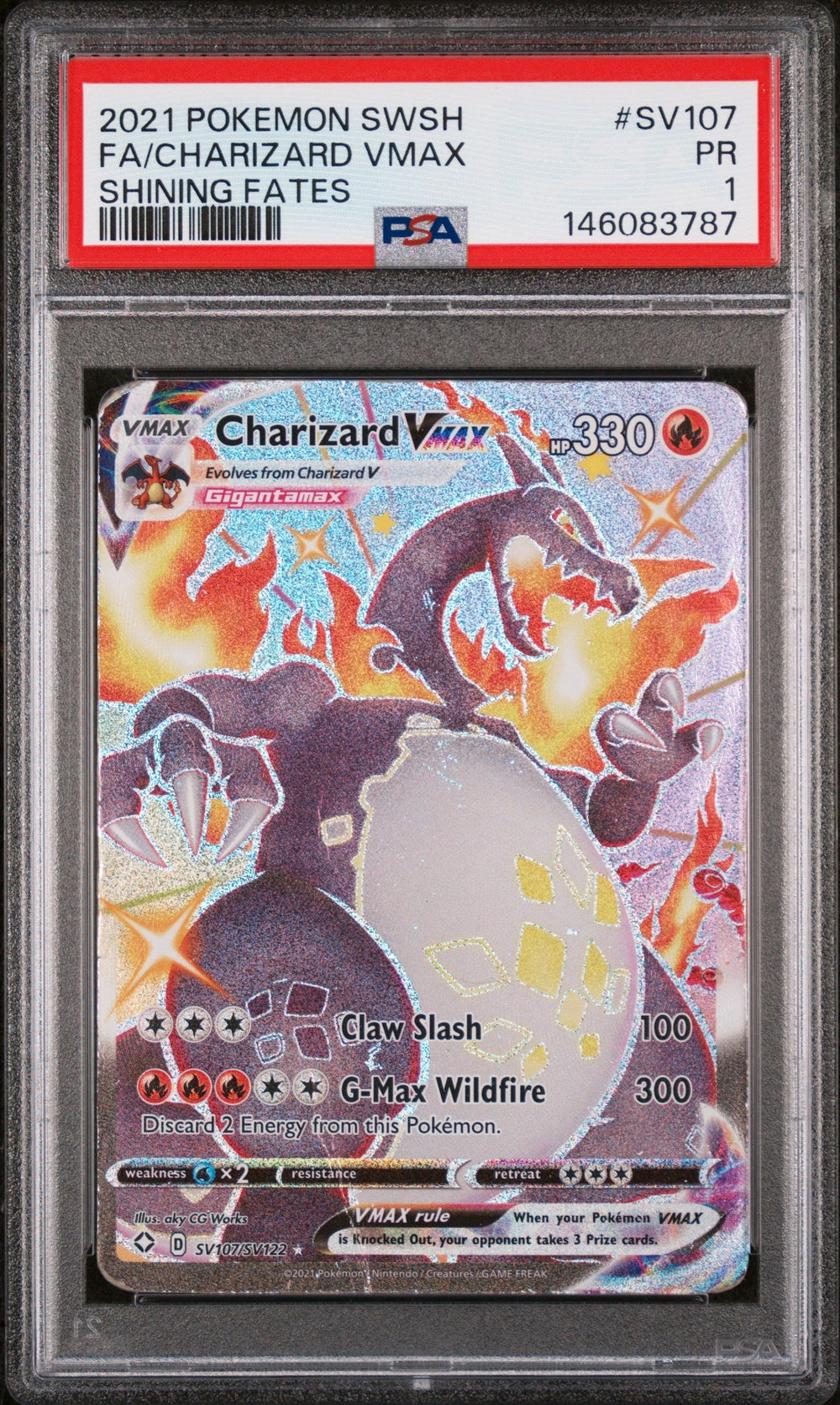 Charizard VMAX PSA 1 2021 Sword & Shield Shining Fates #SV107 LOW POP