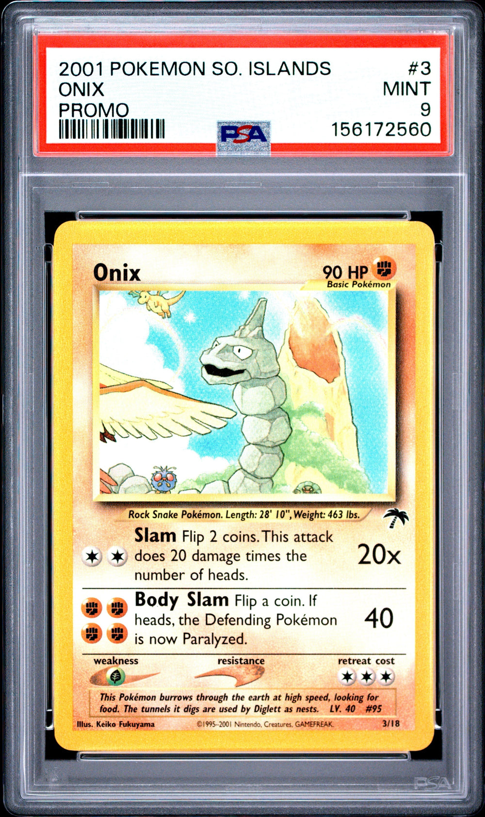 Onix PSA 9 2001 Pokemon Southern Islands Promo #3
