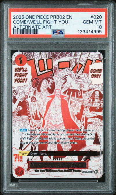 Come On! We'll Fight You! Alt Art PSA 10 2025 One Piece Prb02 #020