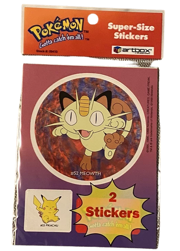 1998 Artbox Pokemon Meowth Super Size Stickers : Charmander, Horsea and Pidgeotto