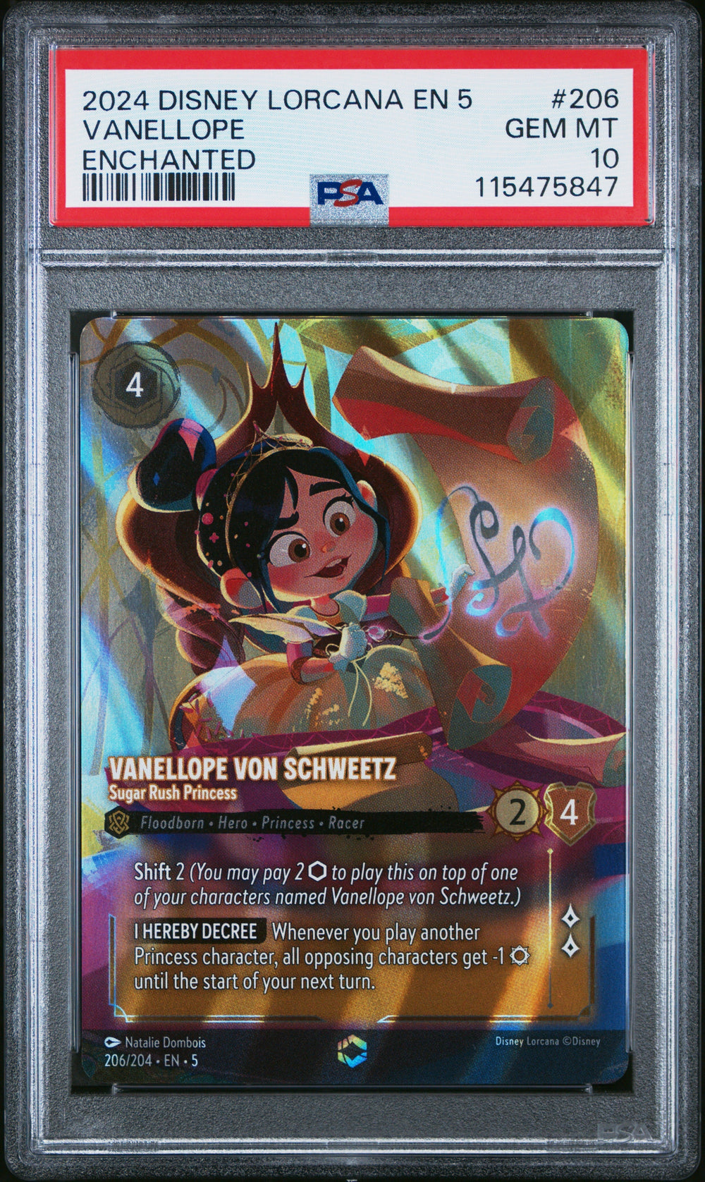 Vanellope Enchanted PSA 10 2024 Disney Lorcana En 5-Shimmering Skies #206