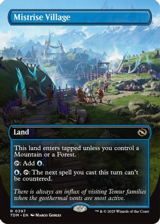 Mistrise Village (Borderless) (TDM-397) - Tarkir: Dragonstorm Foil