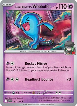 Team Rocket's Wobbuffet 82 Sv10 Destined Rivals Holofoil