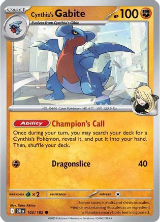 Cynthia's Gabite 103 Sv10 Destined Rivals Reverse Holofoil