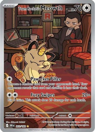 Team Rocket's Meowth 203 182 203 Sv10 Destined Rivals Holofoil
