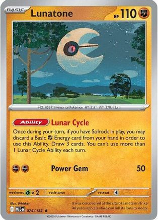 Lunatone 74 Me01 Mega Evolution Reverse Holofoil