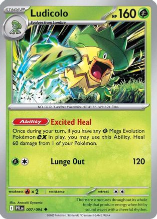 Ludicolo 007 094 7 Me02 Phantasmal Flames Reverse Holofoil