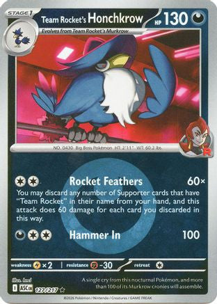 Team Rocket's Honchkrow Energy Symbol Pattern 127 Me Ascended Heroes Reverse Holofoil