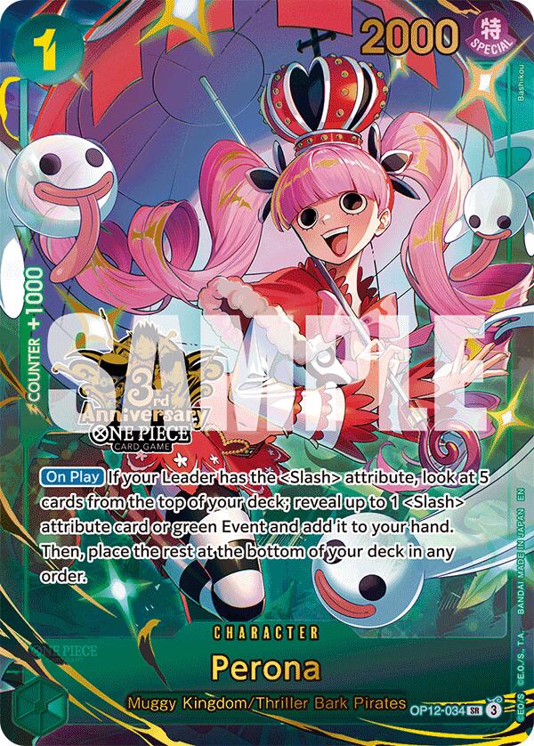 Perona (Japanese Version 3rd Anniversary Set) - OP12-034 - (One Piece Promotion Cards)