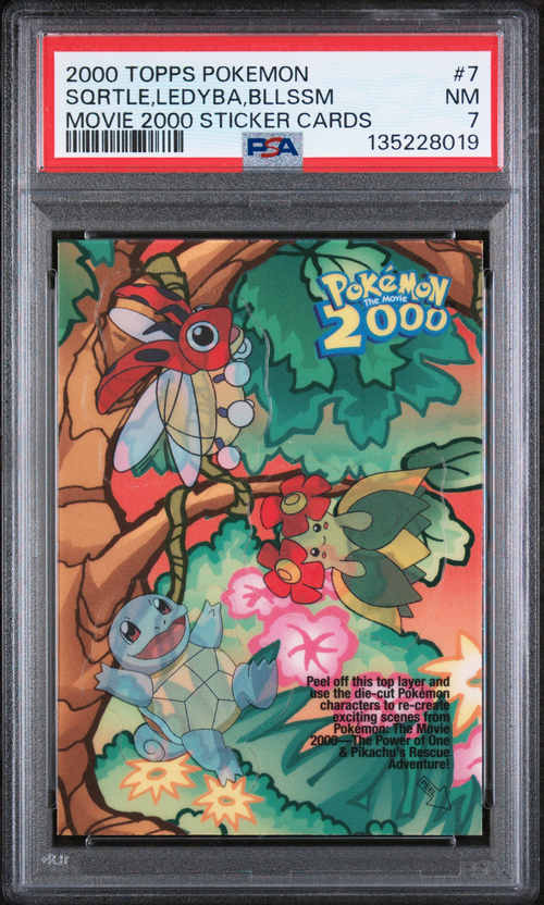 PSA 7 SQRTLE,LEDYBA,BLLSSM MOVIE 2000 STICKER CARDS