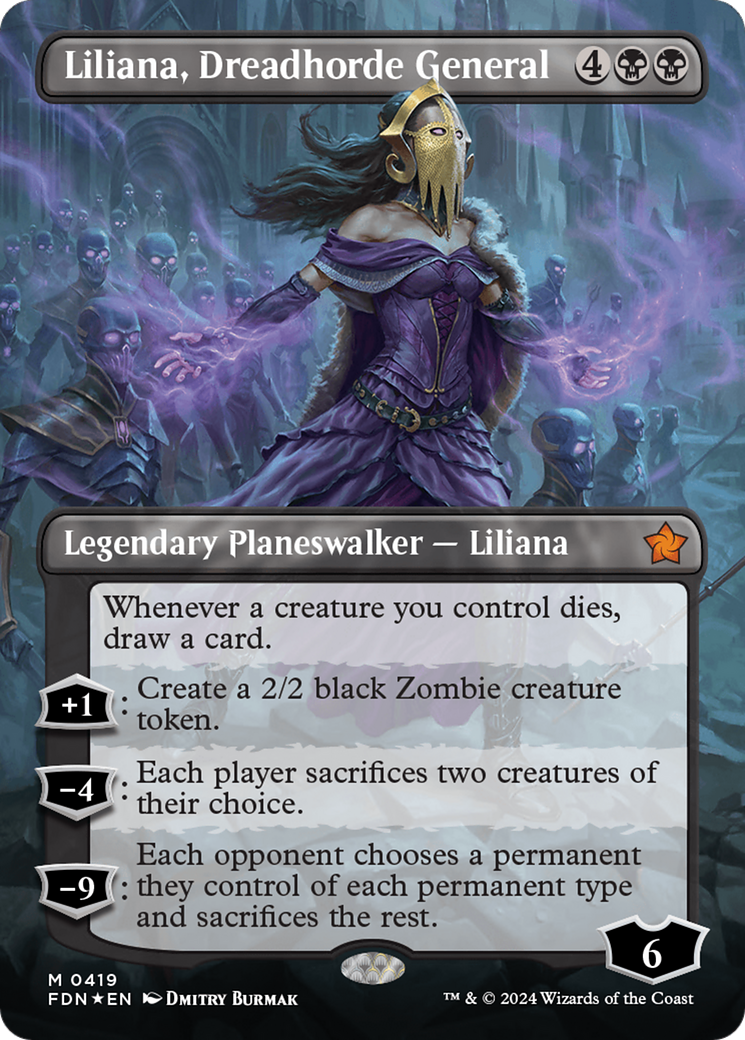 Liliana, Dreadhorde General (FDN-419) - Foundations (Borderless) Foil