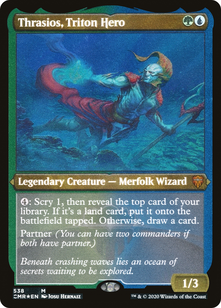 Thrasios, Triton Hero (CMR-538) - Commander Legends Etched Foil