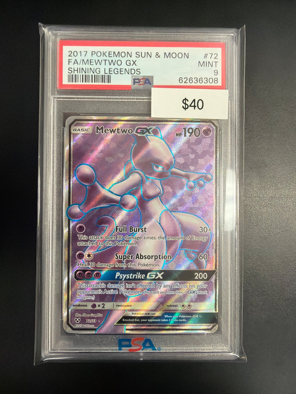 Pokemon Mewtwo GX #72 PSA 9