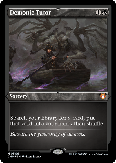 Demonic Tutor (CMM-509) - Commander Masters Etched Foil