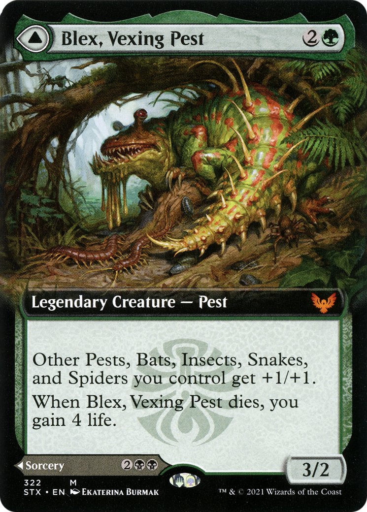 Blex, Vexing Pest // Search for Blex (STX-322) - Strixhaven: School of Mages: (Extended Art)