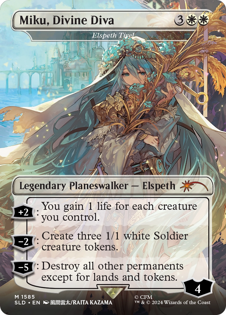 Elspeth Tirel (SLD-1585) - Secret Lair Drop / Miku, Divine Diva (Borderless) Foil