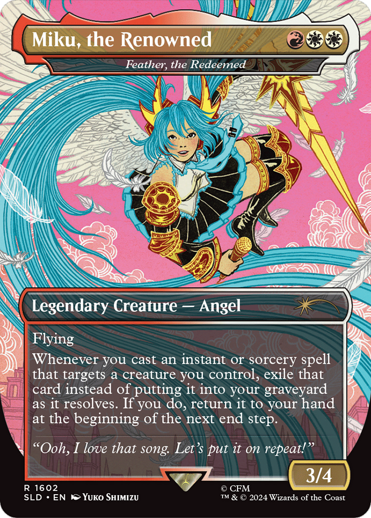 Feather, the Redeemed (SLD-1602) - Secret Lair Drop / Miku, the Renowned (Borderless)