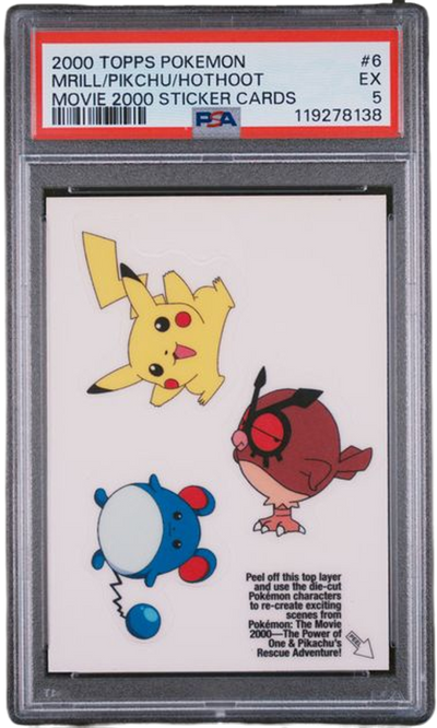 PSA 5 MRILL/PIKCHU/HOTHOOT MOVIE 2000 STICKER CARDS