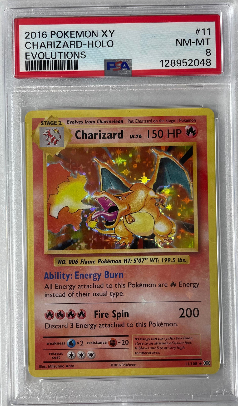 2016 POKEMON XY EVOLUTIONS CHARIZARD - HOLO PSA 8