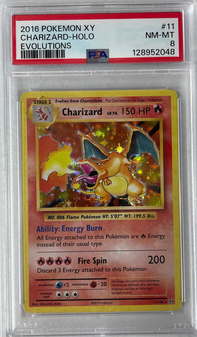 2016 POKEMON XY EVOLUTIONS CHARIZARD - HOLO PSA 8