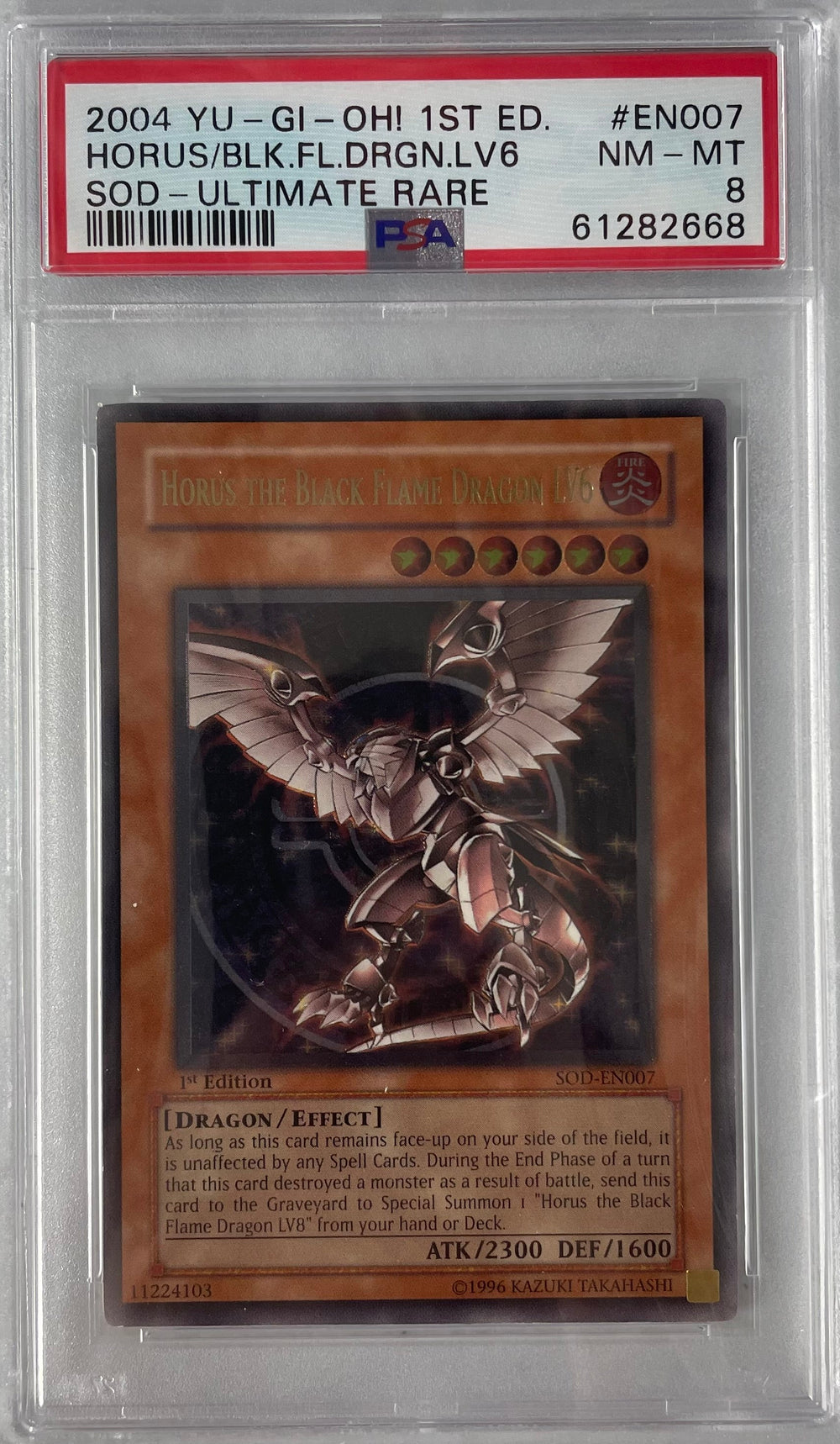 2004 YU-GI-OH! SOD HORUS THE BLACK FLAME DRAGON LV6 #007 PSA 8