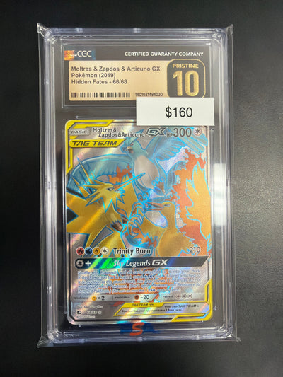 Pokemon Moltres & Zapdos & Articuno GX CGC 10