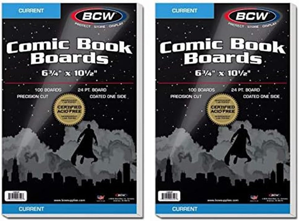 BCW Current Comic Book Backing Boards - 200 Pack | Precision Cut for Current Comic Bags | Long-Term Comic Book Storage