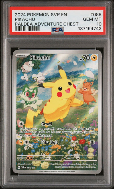 2024 Pokemon SVP-EN Black Star Promo - #088 Pikachu Paldea Adventure Chest - PSA Graded Card