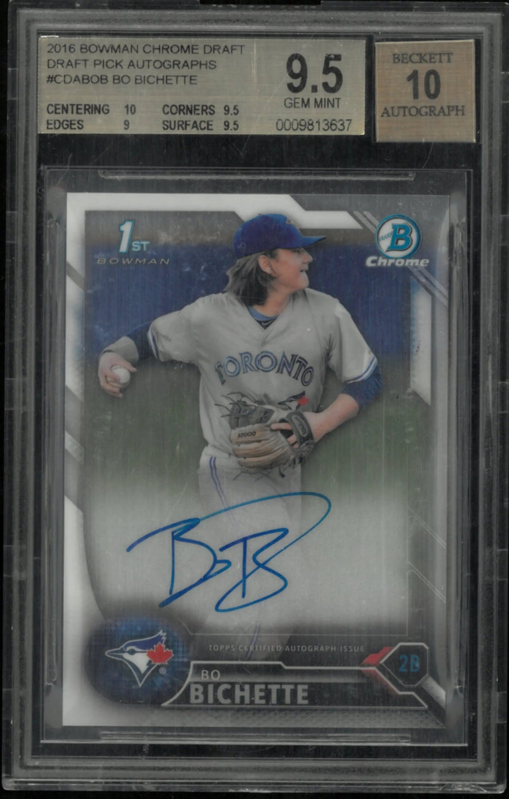 Bo Bichette 1st Auto RC BGS 9.5 Rookie 2016 Bowman Chrome Draft