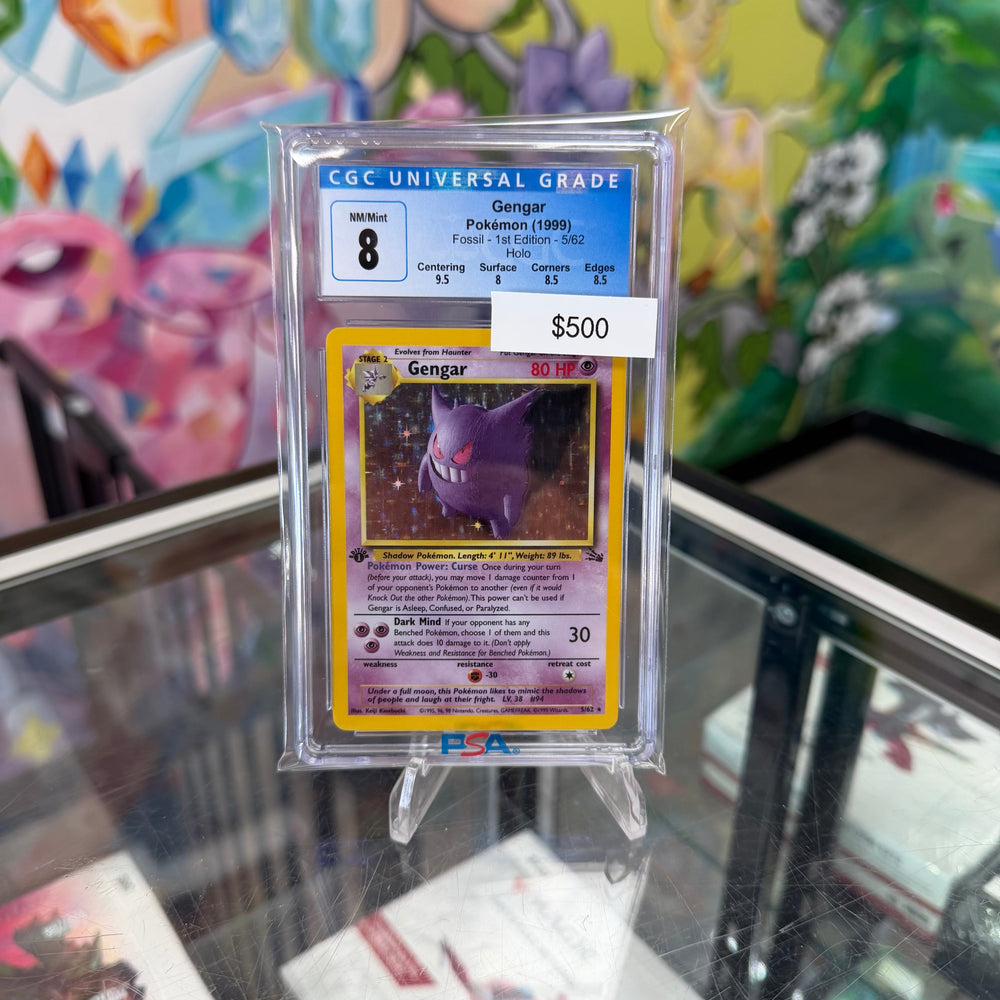 Pokemon Gengar Fossil 1st Edition #5 CGC 8