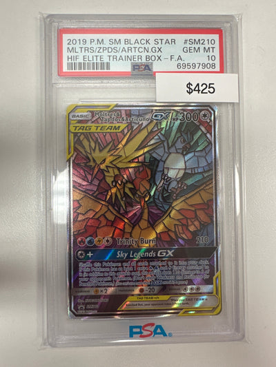 Pokemon Moltres & Zapdos & Articuno GX SM210 PSA 10