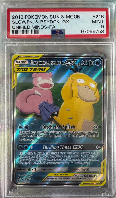 2019 Pokemon Slowpoke & Psyduck Gx #218 PSA 9