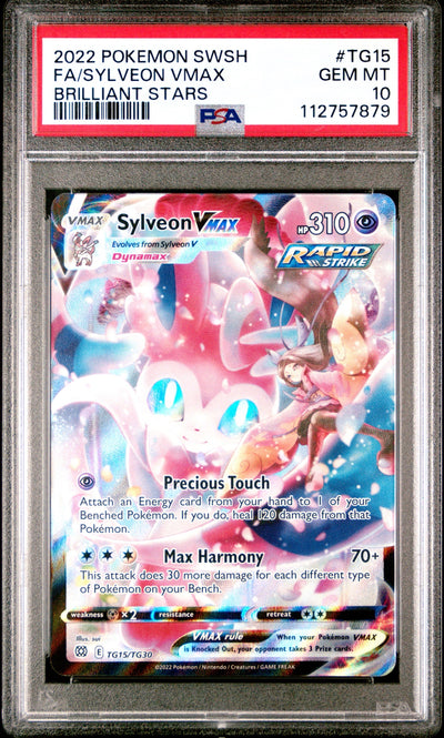 2022 POKEMON BRILLIANT STARS SYLVEON VMAX #TG15 PSA 10