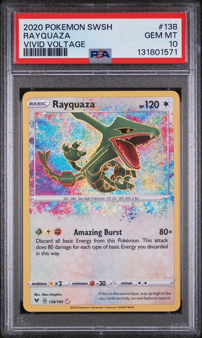 2020 POKEMON SWORD & SHIELD VIVID VOLTAGE #138 RAYQUAZA VIVID VOLTAGE PSA 10