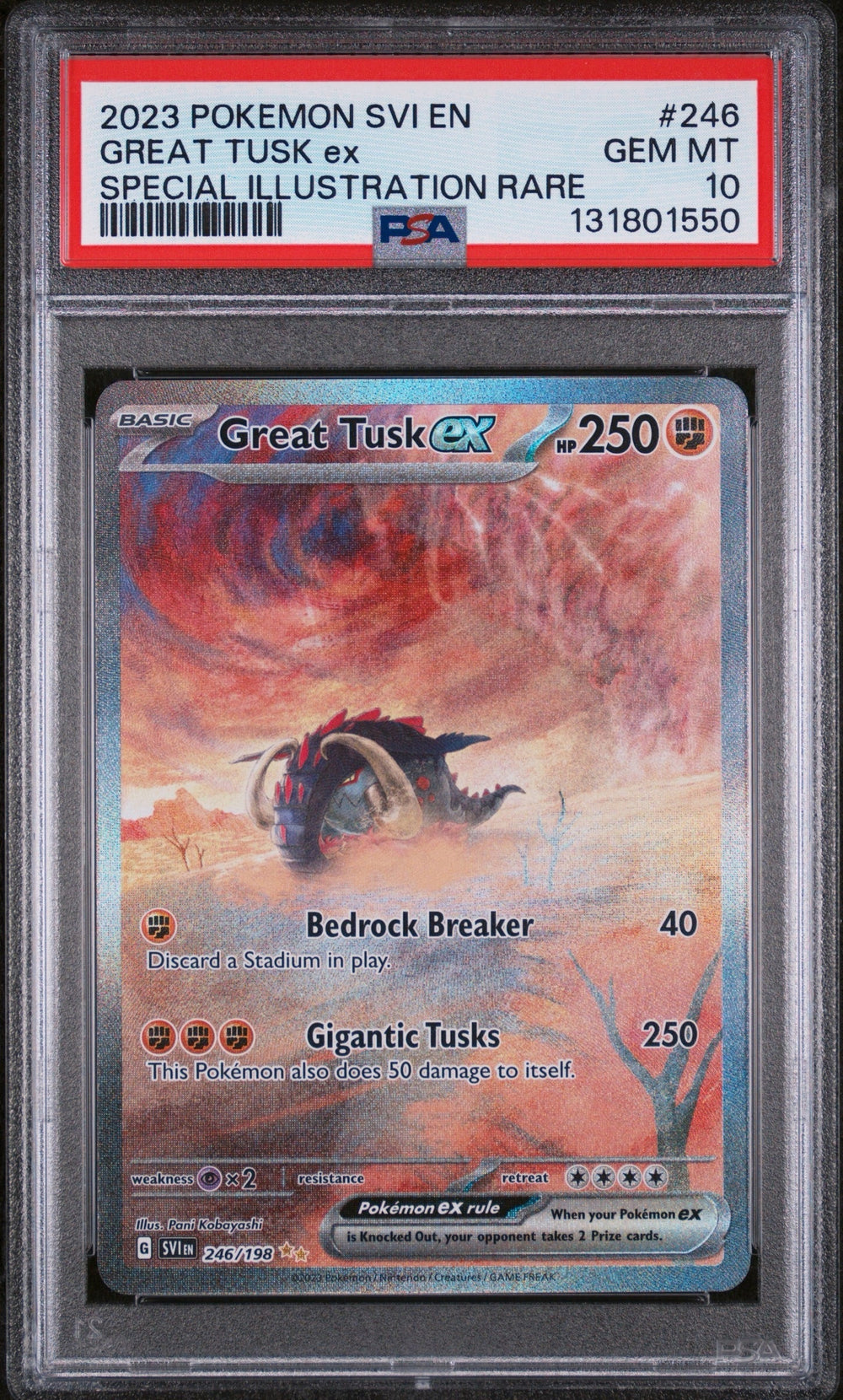 2023 POKEMON SVI EN-SCARLET & VIOLET #246 GREAT TUSK EX SPECIAL ILLUSTRATION RARE PSA 10