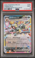 2025 POKEMON PRE EN-PRISMATIC EVOLUTIONS #060 UMBREON EX SURPRISE BOX EXCLUSIVE PSA 9