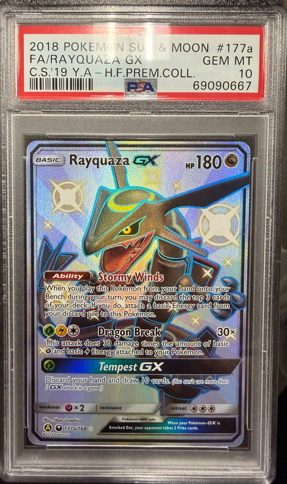 2018 Pokemon Sun & Moon FA/Rayquaza GX C.S'19 Y.A - H.F.Prem.Coll - PSA 10