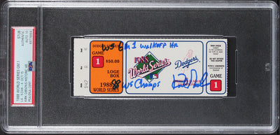 Dodgers Kirk Gibson "2x Insc" Signed 1988 WS Game 1 Ticket Auto 10 PSA Slabbed 3