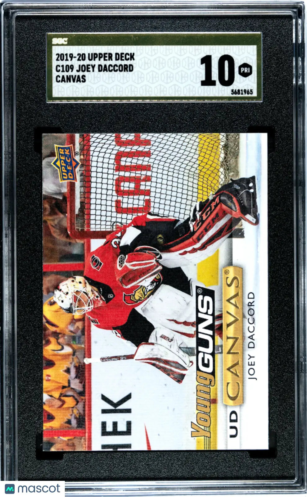 Joey Daccord RC PRISTINE GOLD LABEL SGC 10 Young Guns Canvas 2019-20