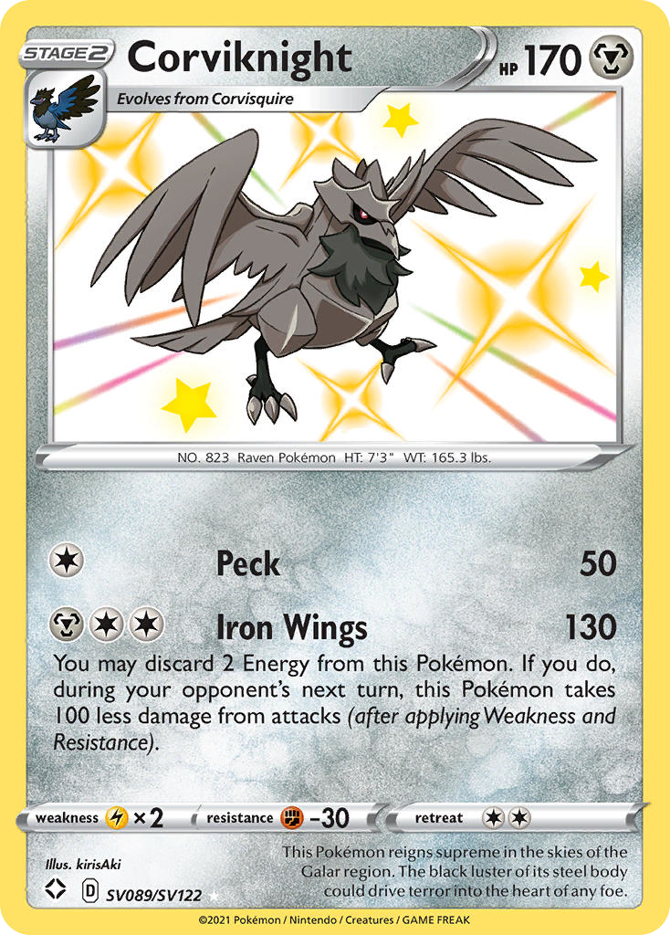 Corviknight Sv089 122 Shiny Vault Holofoil