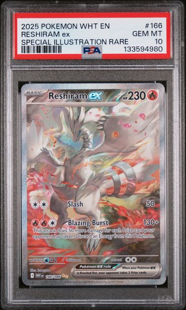 2025 POKEMON WHITE RESHIRAM EX SIR #166 PSA 10