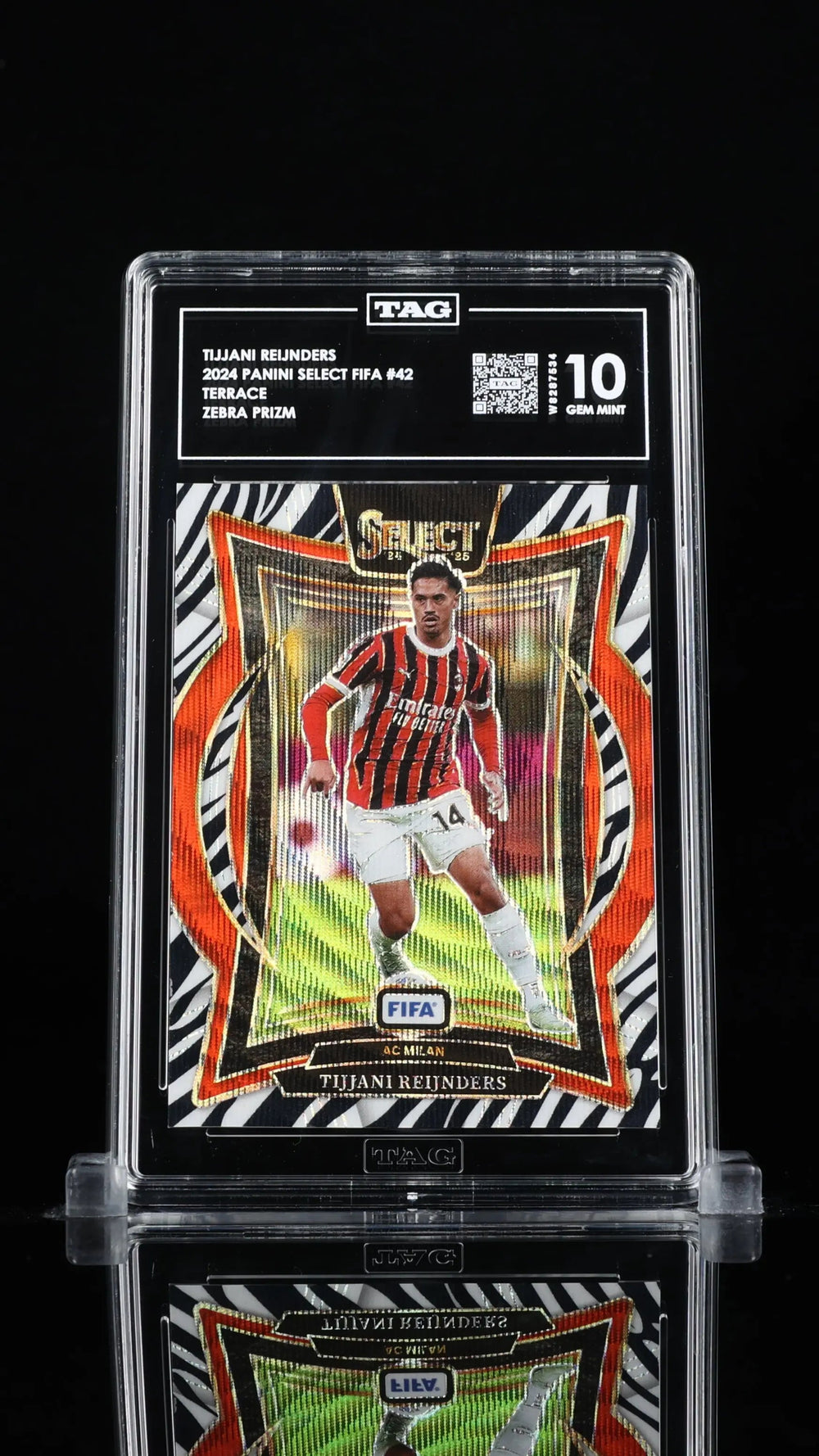 Tijjani Reijnders 2024-25 Panini Select FIFA Zebra Prizm TAG 10