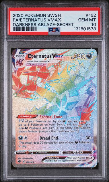 2020 POKEMON DARKNESS ABLAZE ETERNATUS VMAX #192 PSA 10