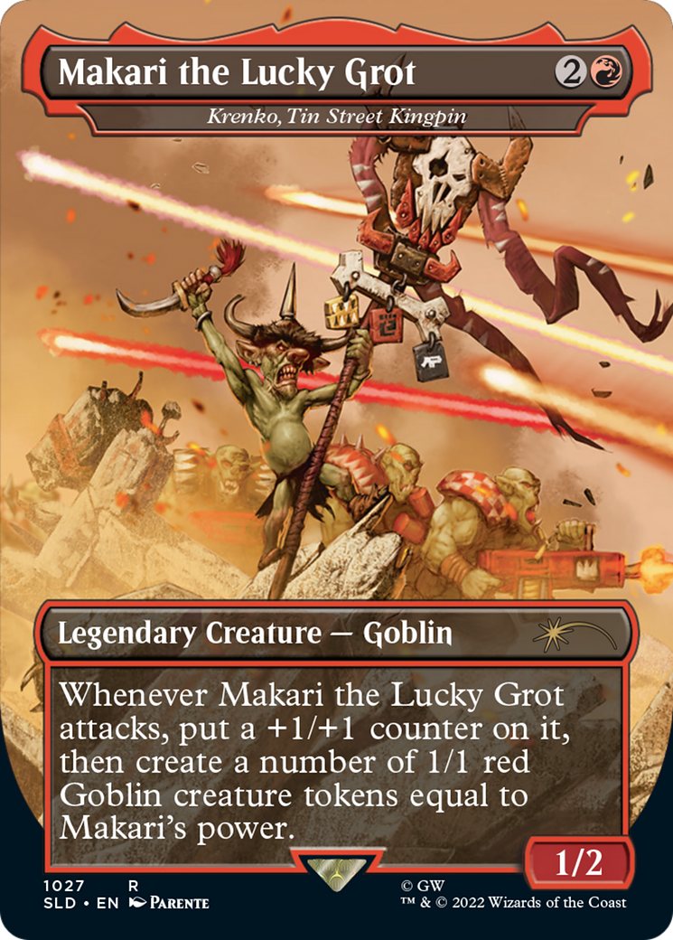 Krenko, Tin Street Kingpin (SLD-1027) - Secret Lair Drop / Makari the Lucky Grot (Borderless) Foil