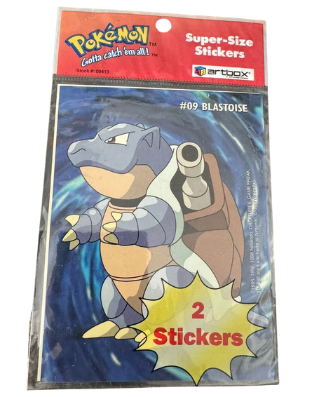 1998 Pokemon Artbox Blastoise Super Size 2 Stickers : Rapidash, Squirtle, Horsea and Cloyster