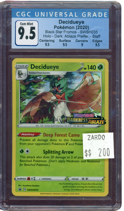 CGC 9.5 DECIDUEYE STAFF DARKNESS ABLAZE PRERELEASE